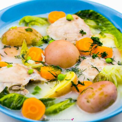 Healthy and easy to make Chicken Casserole with Romaine Lettuce looking extra colorful