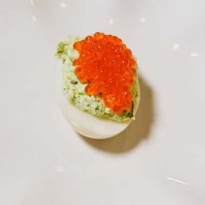 Salmon Caviar Deviled Eggs