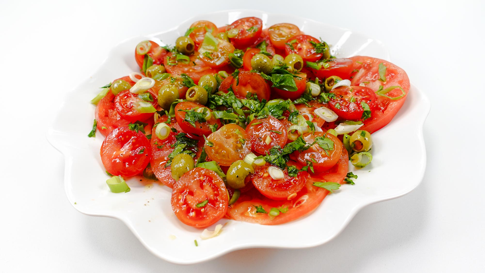 Mediterranean Tomato Salad on a plate.