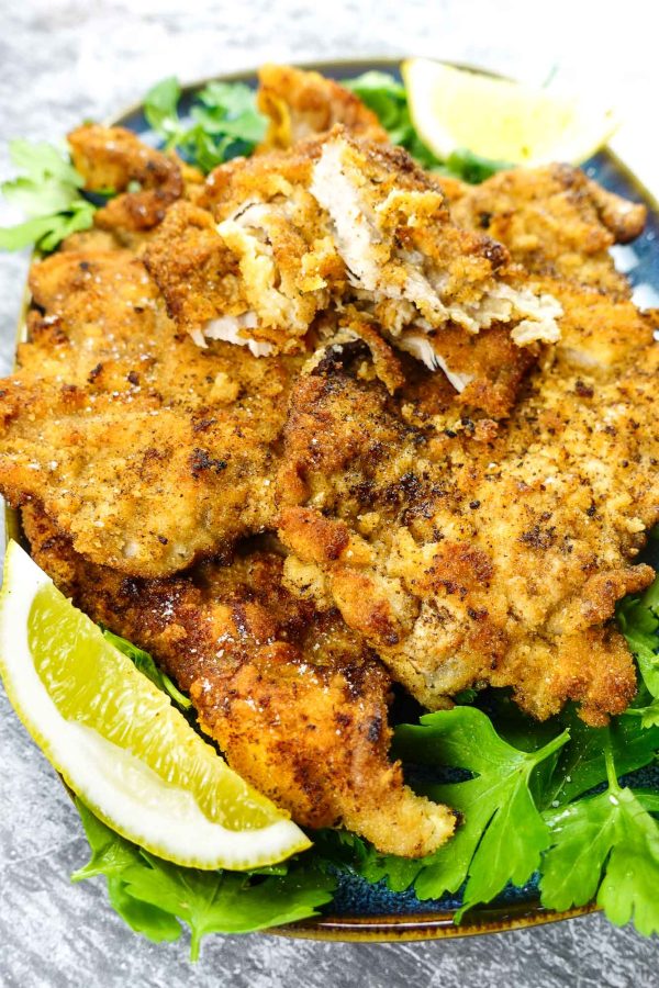 Mediterranean Veal Cutlets with lemon and parsley.