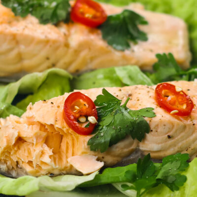 Poached Salmon in White Wine