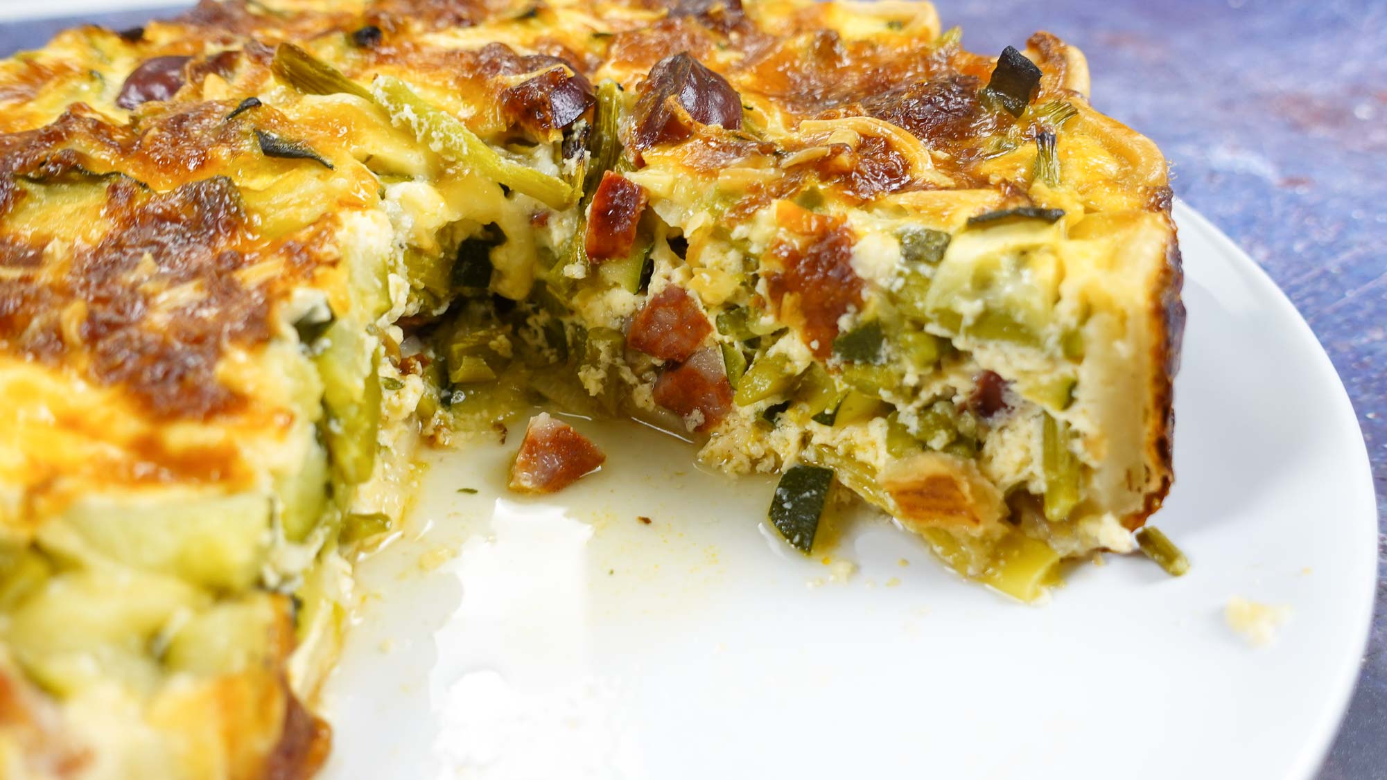 Soft inside and perfectly baked outside of the quiche. 